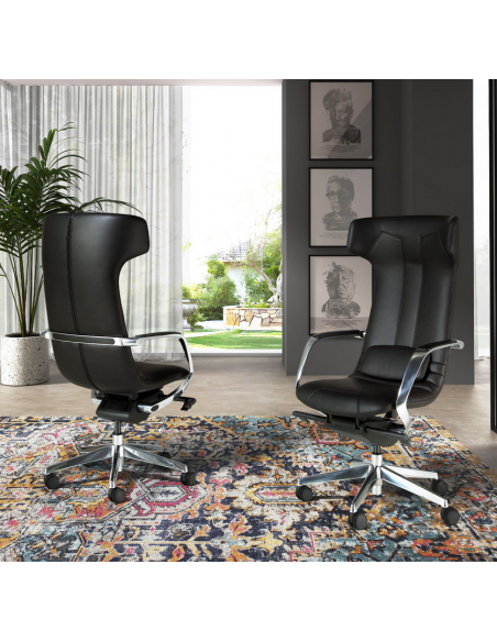 kontorstol med armlæn læder sort erhvervsindretning kontorindretning kontormøbler