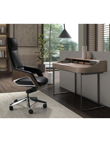 kontorstol med armlæn læder sort erhvervsindretning kontorindretning kontormøbler