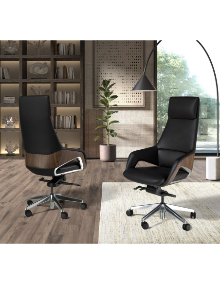 kontorstol med armlæn læder sort erhvervsindretning kontorindretning kontormøbler