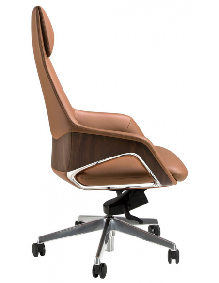 kontorstol med armlæn læder brun erhvervsindretning kontorindretning kontormøbler