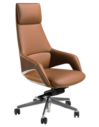 kontorstol med armlæn læder brun erhvervsindretning kontorindretning kontormøbler
