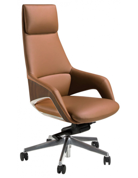kontorstol med armlæn læder brun erhvervsindretning kontorindretning kontormøbler
