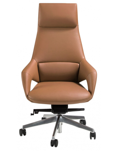 kontorstol med armlæn læder brun erhvervsindretning kontorindretning kontormøbler