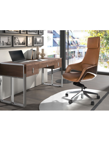 kontorstol med armlæn læder brun erhvervsindretning kontorindretning kontormøbler