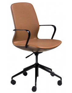kontorstol med armlæn læder brun erhvervsindretning kontorindretning kontormøbler