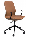 Kontorstol med armlæn i stål, valnøddefinér og vegansk læder H94 - 104 cm - Sort/Valnød/Brun