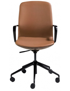 kontorstol med armlæn læder brun erhvervsindretning kontorindretning kontormøbler 2