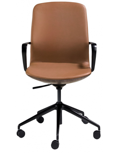 kontorstol med armlæn læder brun erhvervsindretning kontorindretning kontormøbler