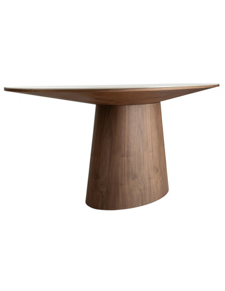 ovalt spisebord træ valnød sten keramik porcelæn marmor