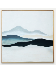 abstrakt billede motiv maleri stof tekstil træ rustikt moderne design ramme