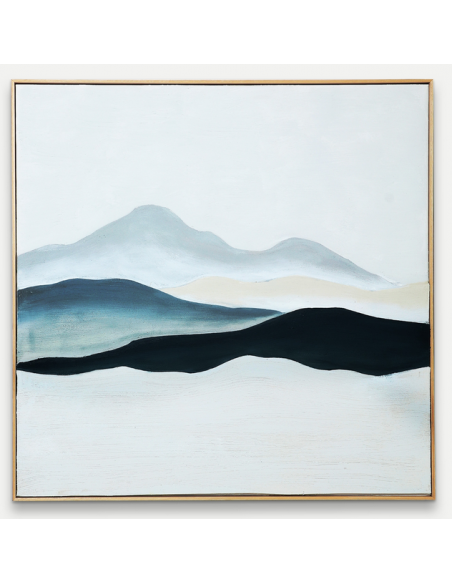 abstrakt billede motiv maleri stof tekstil træ rustikt moderne design ramme