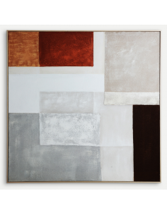 abstrakt billede motiv maleri stof tekstil træ rustikt moderne design ramme