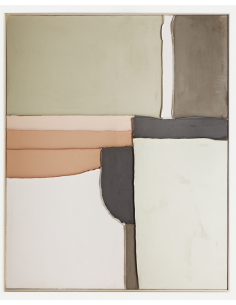 abstrakt billede motiv maleri stof tekstil træ rustikt moderne design ramme