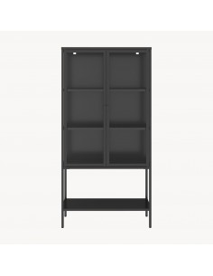 vitrineskab vitrine sort metal lavt 2