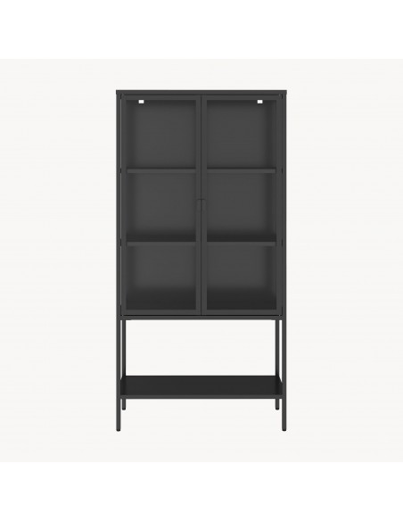 vitrineskab vitrine sort metal lavt