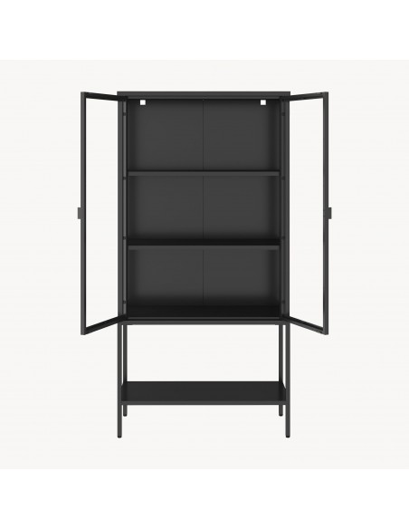vitrineskab vitrine sort metal lavt