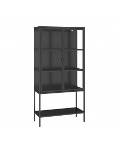 vitrineskab vitrine sort metal lavt