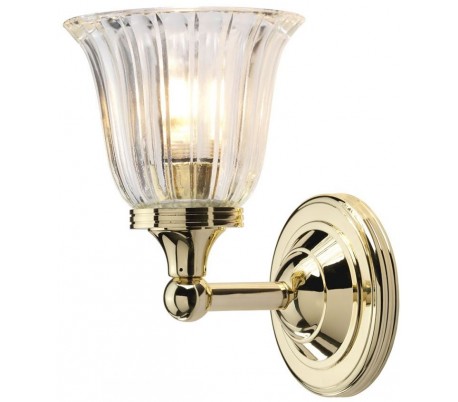 Se Austen Badeværelseslampe i messing og glas H22,2 cm 1 x G9 LED - Poleret messing/Klar hos Lepong.dk