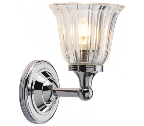 Billede af Austen Badeværelseslampe i messing og glas H22,2 cm 1 x G9 LED - Poleret krom/Klar