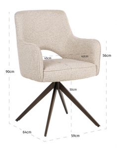 spisebordsstol armlæn stof moderne natur drejefod drejefunktion drej 2