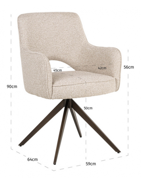 spisebordsstol armlæn stof moderne natur drejefod drejefunktion drej