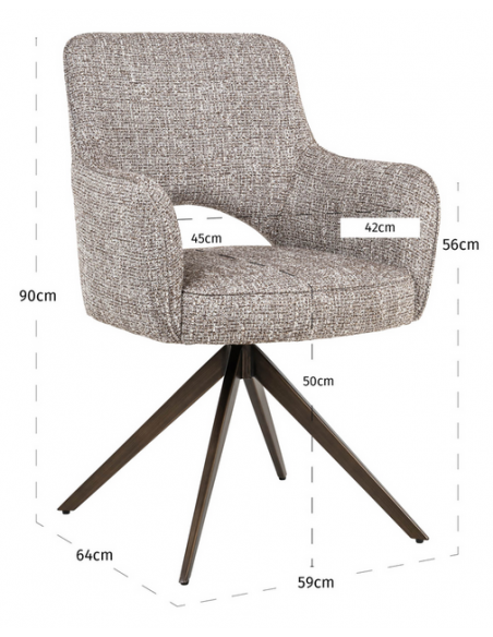 spisebordsstol armlæn stof moderne natur drejefod drejefunktion drej