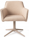 HOFU Spisebordsstol med armlæn og drejefod i stål og polyester H83 cm - Beige/Lys beige