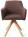 HOFU Spisebordsstol med armlæn og drejefod i egetræ og polyester H83 cm - Eg/Brun