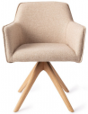 HOFU Spisebordsstol med armlæn og drejefod i egetræ og polyester H83 cm - Eg/Lys beige