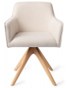 HOFU Spisebordsstol med armlæn og drejefod i egetræ og polyester H83 cm - Eg/Creme