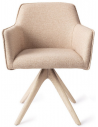 HOFU Spisebordsstol med armlæn og drejefod i egetræ og polyester H83 cm - Bleget eg/Lys beige