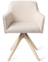 HOFU Spisebordsstol med armlæn og drejefod i egetræ og polyester H83 cm - Bleget eg/Creme
