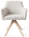 HOFU Spisebordsstol med armlæn og drejefod i egetræ og polyester H83 cm - Bleget eg/Lysegrå