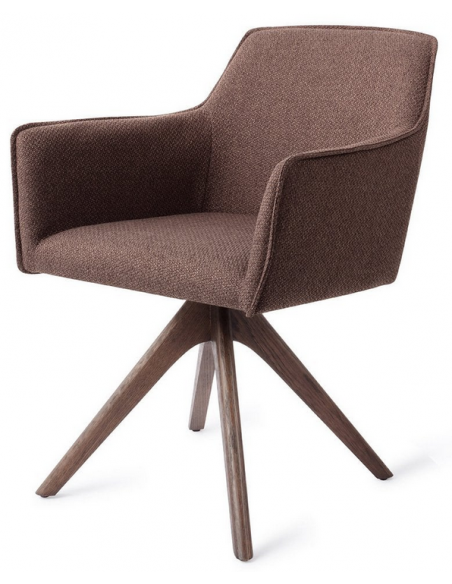 spisebordsstol med armlæn og drejefod drej drejefunktion stof moderne design eg egetræ træ