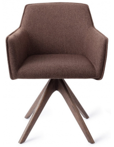 spisebordsstol med armlæn og drejefod drej drejefunktion stof moderne design eg egetræ træ