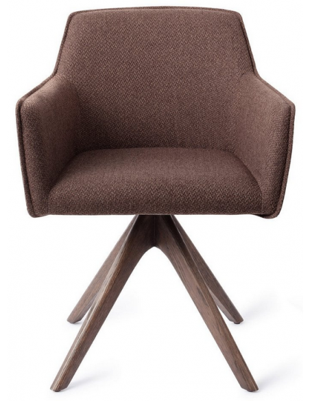 spisebordsstol med armlæn og drejefod drej drejefunktion stof moderne design eg egetræ træ