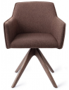 HOFU Spisebordsstol med armlæn og drejefod i egetræ og polyester H83 cm - Valnød/Brun