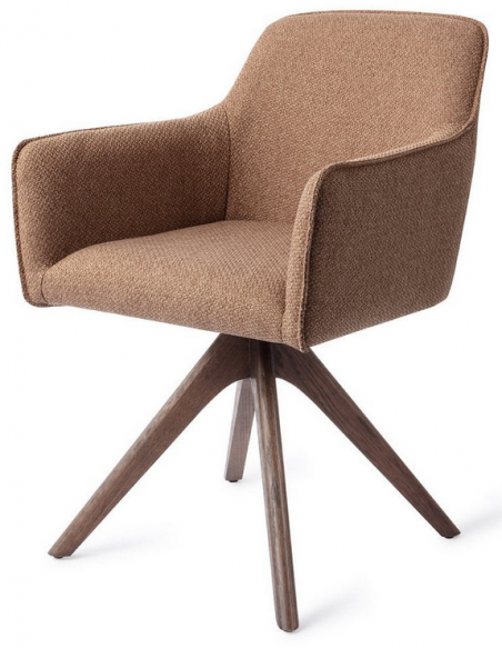 spisebordsstol med armlæn og drejefod drej drejefunktion stof moderne design eg egetræ træ