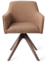 HOFU Spisebordsstol med armlæn og drejefod i egetræ og polyester H83 cm - Valnød/Lys brun