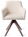 HOFU Spisebordsstol med armlæn og drejefod i egetræ og polyester H83 cm - Valnød/Creme