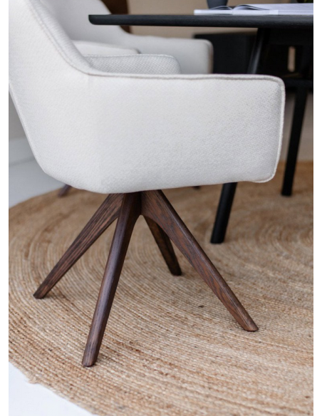 spisebordsstol med armlæn og drejefod drej drejefunktion stof moderne design eg egetræ træ