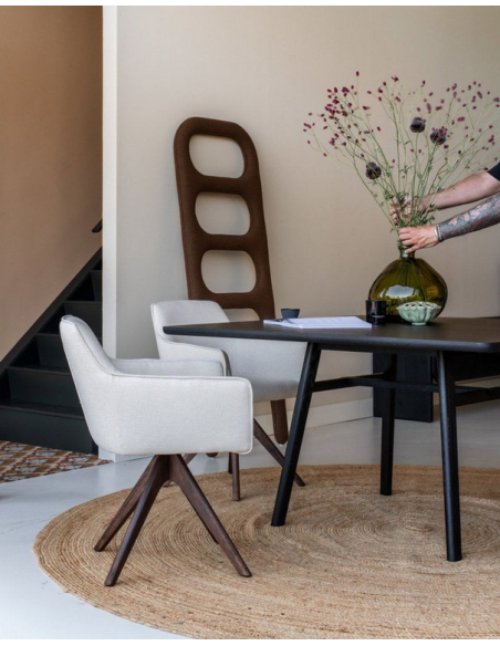 spisebordsstol med armlæn og drejefod drej drejefunktion stof moderne design eg egetræ træ