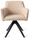 HOFU Spisebordsstol med armlæn og drejefod i egetræ og polyester H83 cm - Sort/Creme
