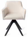 HOFU Spisebordsstol med armlæn og drejefod i egetræ og polyester H83 cm - Sort/Creme
