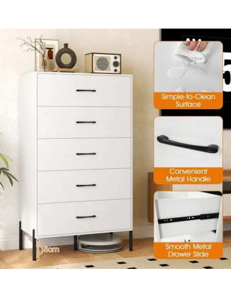 kommode indretning soveværelse skuffer træ hvid