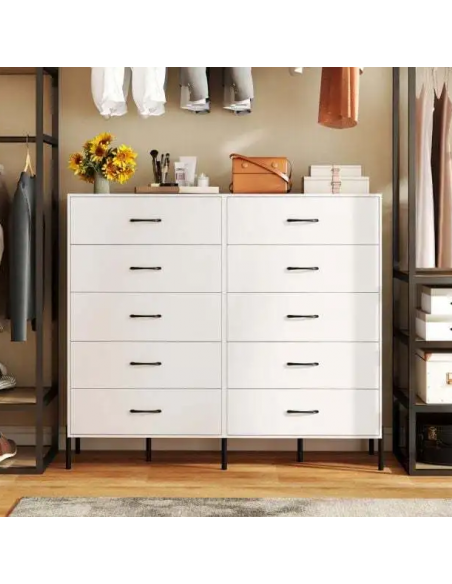 kommode indretning soveværelse skuffer træ hvid