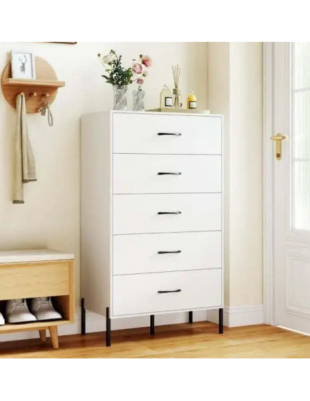 kommode indretning soveværelse skuffer træ hvid