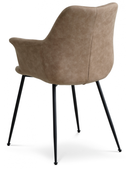 Spisebordsstol med armlæn stof tekstil beige