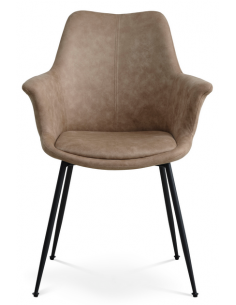 Spisebordsstol med armlæn stof tekstil beige 2