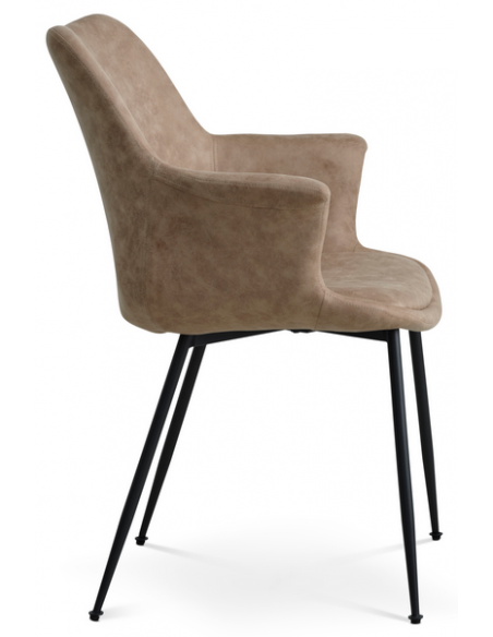 Spisebordsstol med armlæn stof tekstil beige